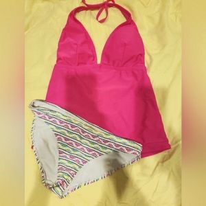 Old Navy 2 piece medium halter bikini pink/yellow